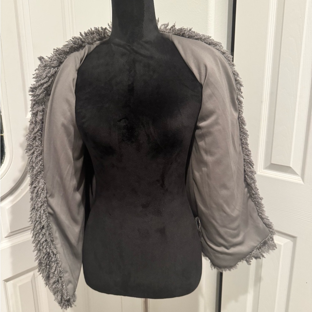 G by Guess Faux Fur Fuchsia Bomber Jacket Women's XS Gray Long Sleeve Soft - Picture 7 of 8